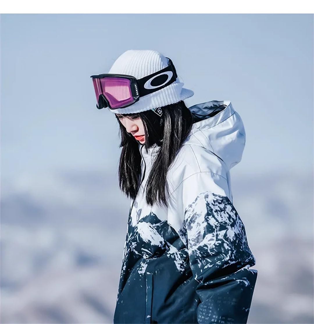 Tuta da sci da donna con cappuccio oversize giacca da sci snowboard per abbigliamento esterno blu M, Blu, M
