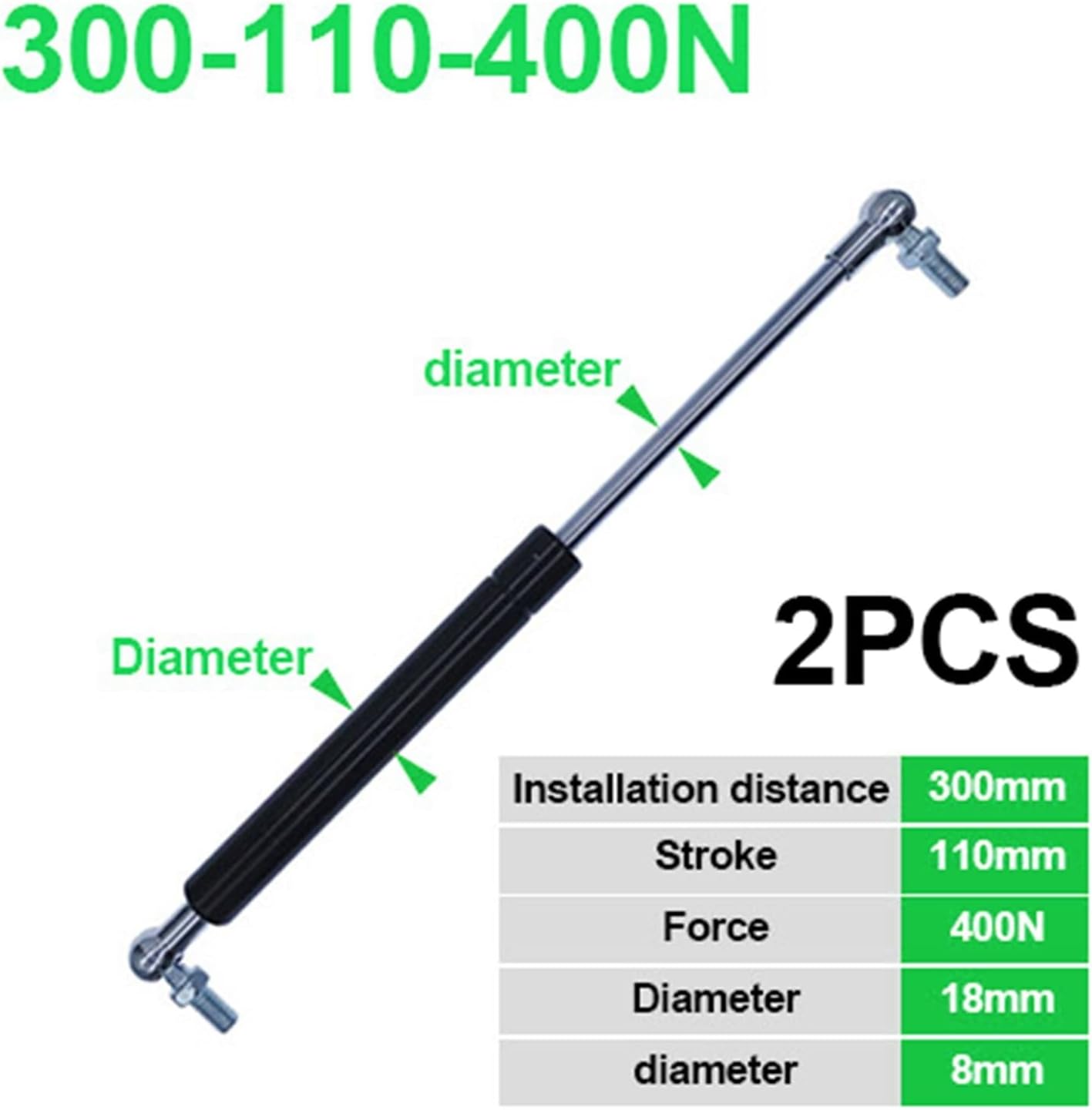 Hydraulic Support Rod,Pneumatic Rod, 2pcs 50-500N Force Stroke 60-110mm 18 * 8 Rod Gas Spring Folding Hinge Gas Spring Cabinet Upper Flip Door (Color : 200-60-50N-A)(Color : 200 60 50n a) (Color : 30