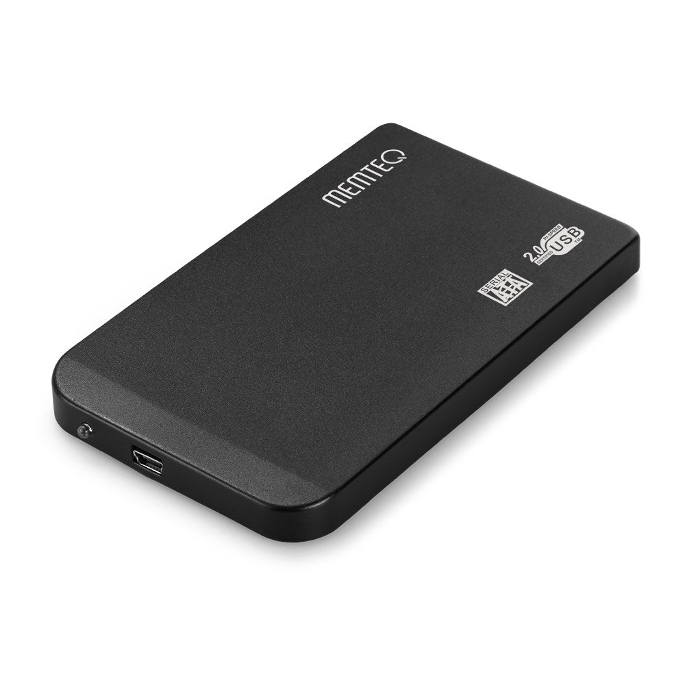 MEMTEQ 2.5 inch USB 2.0 Hard Drive Disk Disc External Enclosure Case Box for 9.5mm & 7mm 2.5" SATA HDD / SSD with USB 2.0 Cable - Black