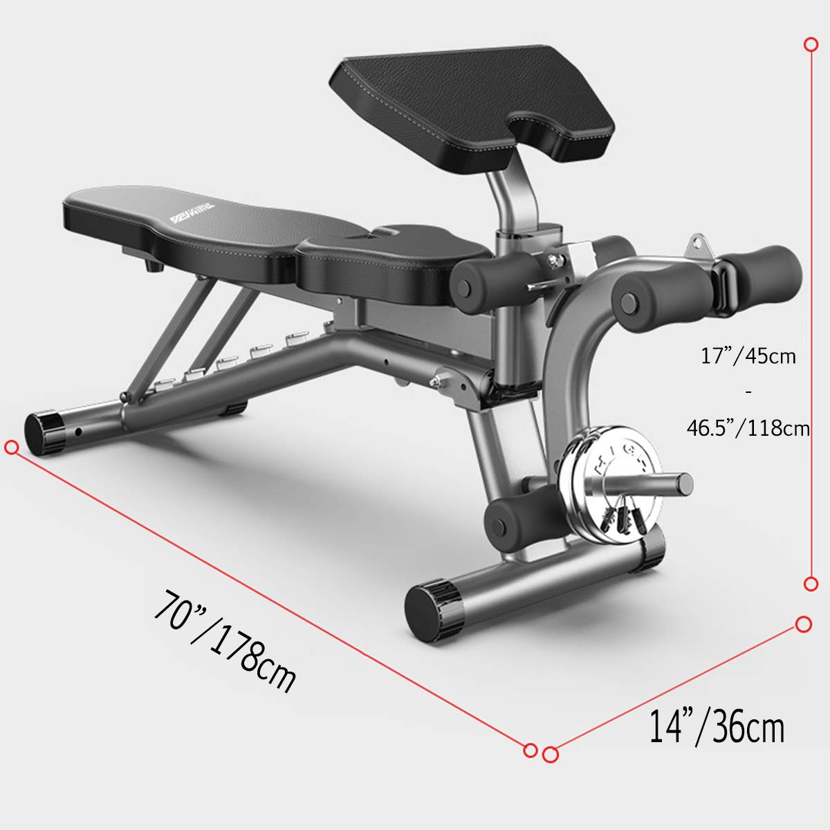 Ycrdtap Folding 90° Sit Ups Adjustable Incline Folding Bench, Weight