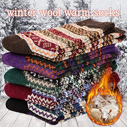 YQHMT Wool Socks for Women Gifts Winter Warm Thick Thermal Vintage Knit Soft Crew Socks Stocking Stuffers, Christmas Gift3