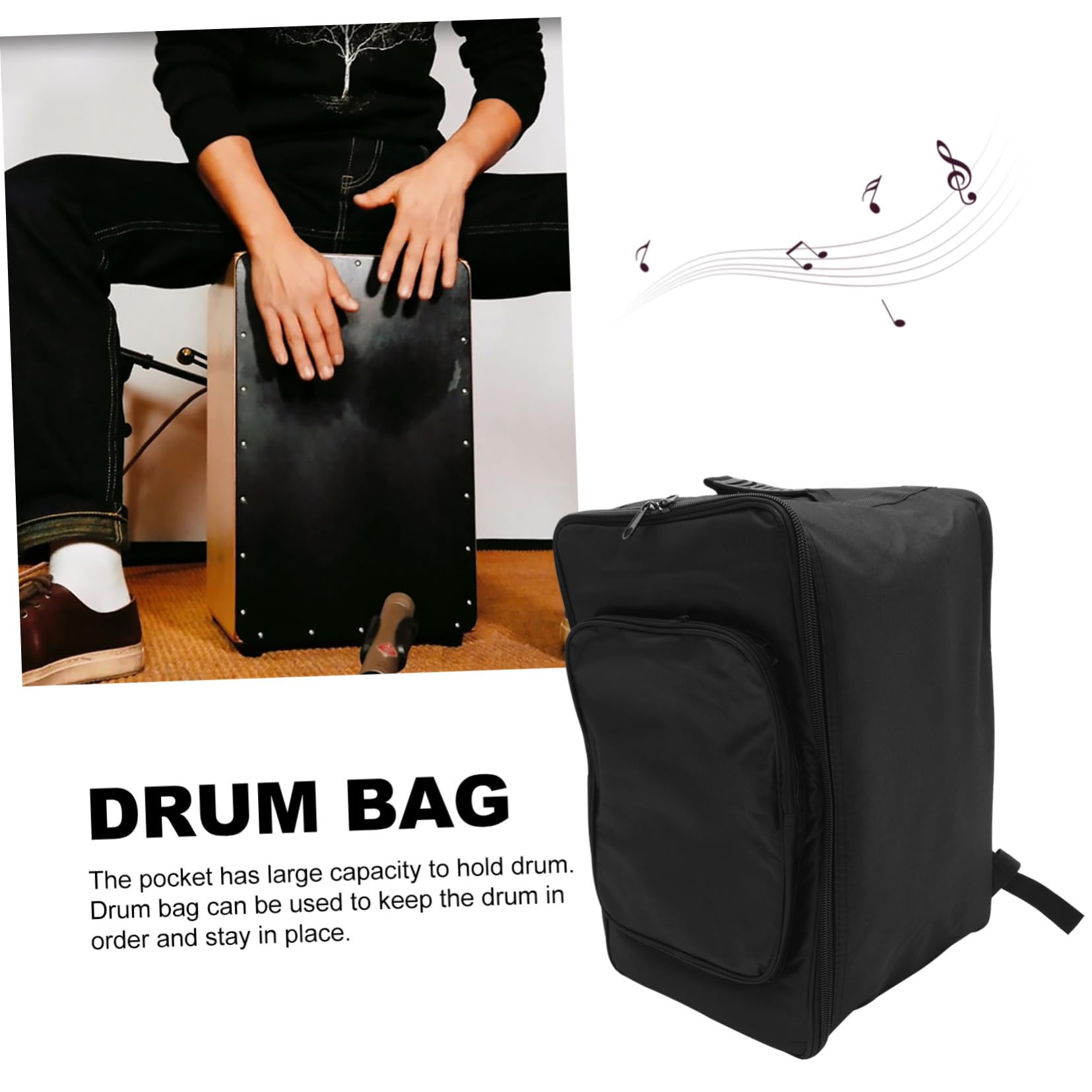 Mochila para Caja de Percusión, Bolsa Negra de Gran Capacidad