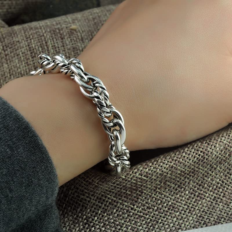 Pulsera De Cadena Trenzada De Plata De Ley S925 Para Hombre, Pulsera De Eslabones De Plata Tailandesa De Moda Gótica, Para Regalos De Novio