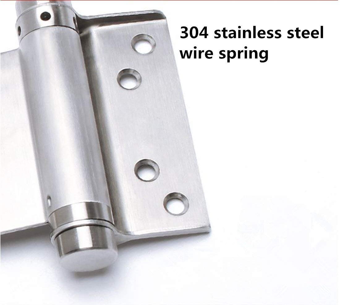 Bisagras de Doble Acción 125 mm Acero Inoxidable 304, Ajuste de Tensión, Cierre Automático, Soporta 30 kg, Ideal para Puertas de Salones, Cafeterías y Más (2 Piezas)