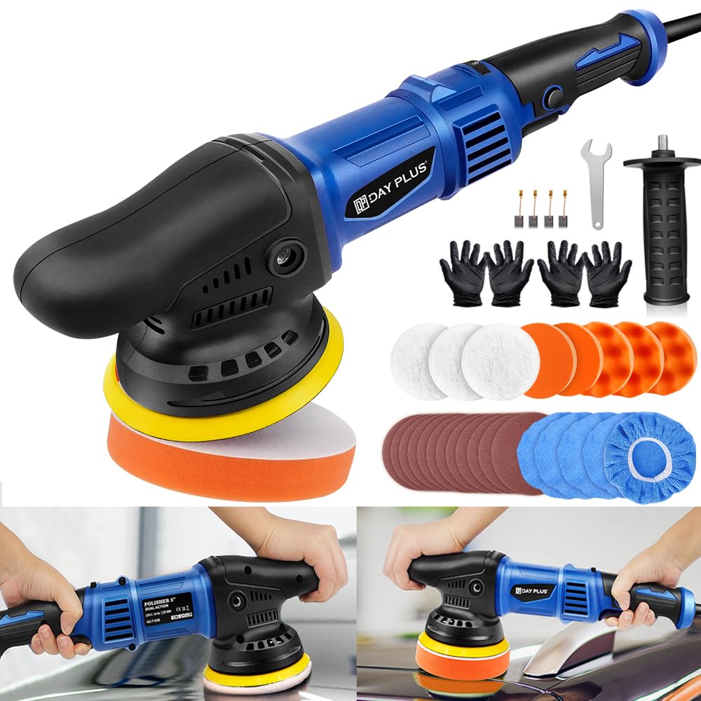 Pulidora excéntrica para coche, mini máquina de cera eléctrica, 6 velocidades variables, juego de pulidora eléctrica para pulir y encerar el suelo del coche