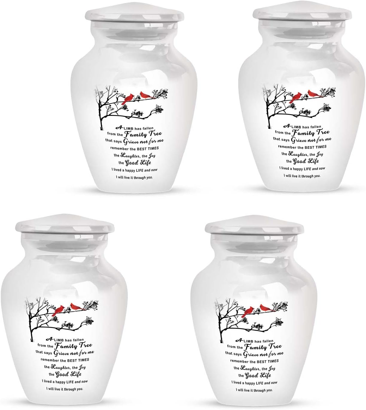 JAGASY Cardinal Urn - Funeral Urns For Adult Ashes Men - Small Keepsake Urn - Cremation Keepsake - Urns For Human Ashes Adult Female Mom - Human Remains Urn Adult - Human Remain Urns(Size 3inch, 4Pcs)