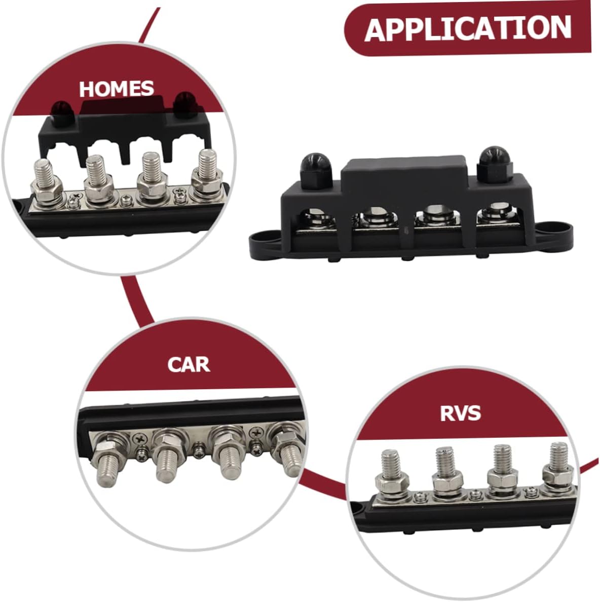Veemoon 2pcs Pole Power Distribution Block Dc with Cover Battery Terminal Distribution for Automotive Rv Boat and Truck Applications Busbar for Low Resistance and Corrosion Resistance