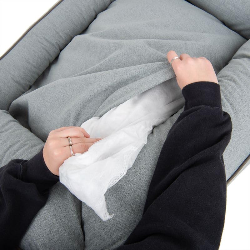 Modern Living Hundebett Skara | Bequemes Bett für mittelgroße bis große Hunde | Dickes Kissen mit Memory-Foam-Flocken für maximalen Schlafkomfort (hellgrau, M - 100x70x21cm)