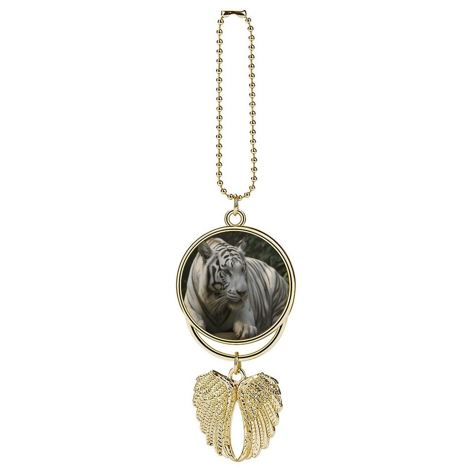 White Bengal Tiger Car Pendant Personalized Car Hanging Ornament Auto Rear View Mirror Hanging Decoration Accessories Metal Cars Interior Ornament for Most Cars Truck SUV