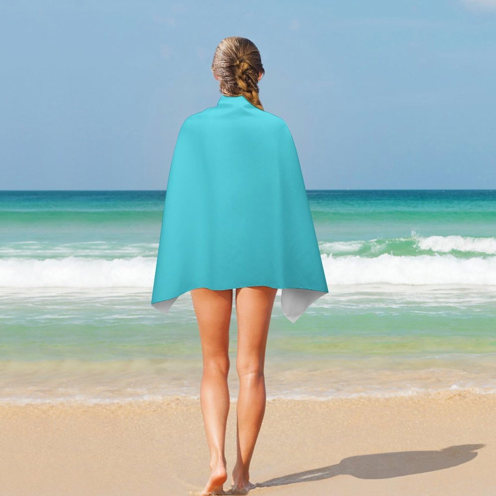 Extra Large Beach Towel 31" X 51" – Aqua Blue, Quick Dry, Sand-Free Microfiber For Pool & Bath - View #11
