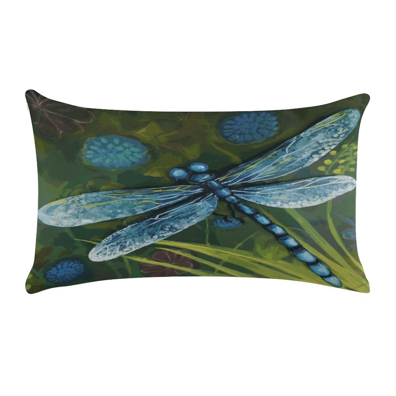 Hand Painted Blue Dragonfly Pillow Cover Super Soft Pillowcase Luxury Cozy Fuzzy Velvet Pillow Shams Breathable Standard Pillow Cases with Zipper Wrinkle-Free Pillow Cover 12 "×20 "