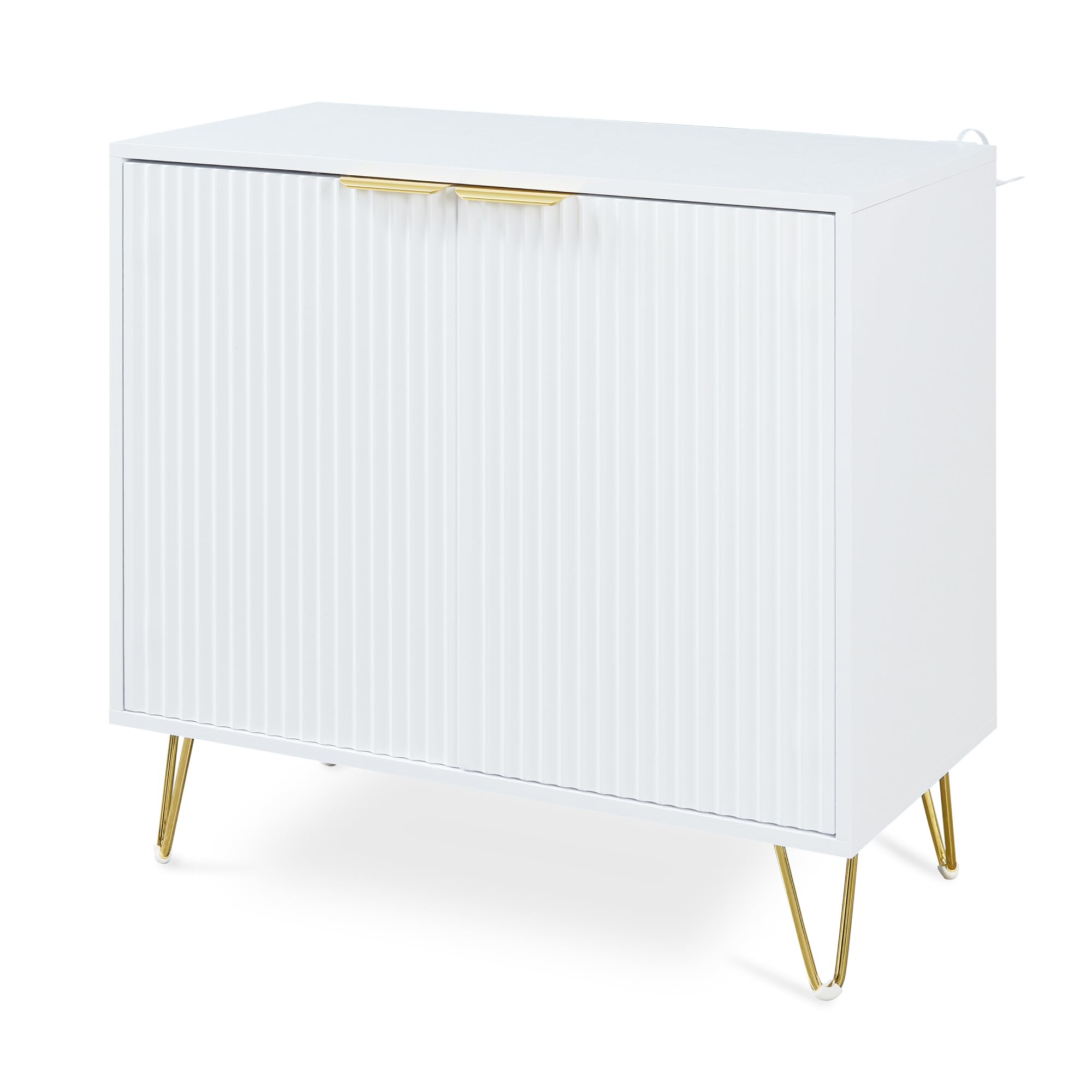 [en.casa] Credenza Bassa Mobile Contenitore a 2 Ante Decorative e Ripiano Comò Multiuso con Scomparti Chiusi per Bagno Cucina Camera da Letto Soggiorno 75 x 80 x 40 cm - Bianco