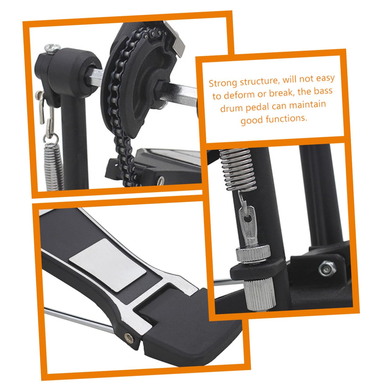 Pedale Singolo Nero per Grancassa Accessorio per Batteria | Lega Zinco Alluminio e Feltro, Struttura Robusta senza Bave, Design Classico