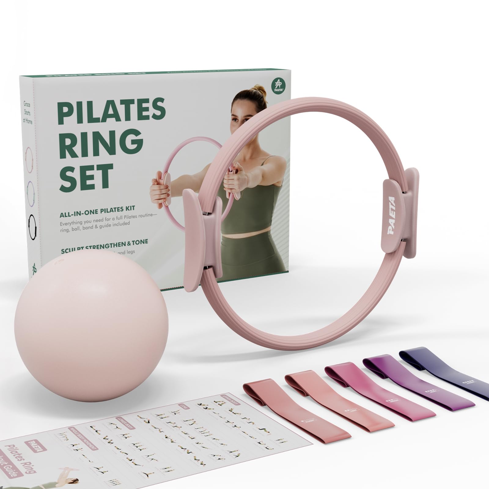 Photo 1 of **MISSING PARTS**
PAETA Pilates Ring Set – 14” Magic Circle (38 lbs Resistance), 9.8” Pilates Ball, 5 Resistance Bands, and Exercise Guide Included for Home Workouts(Pink)