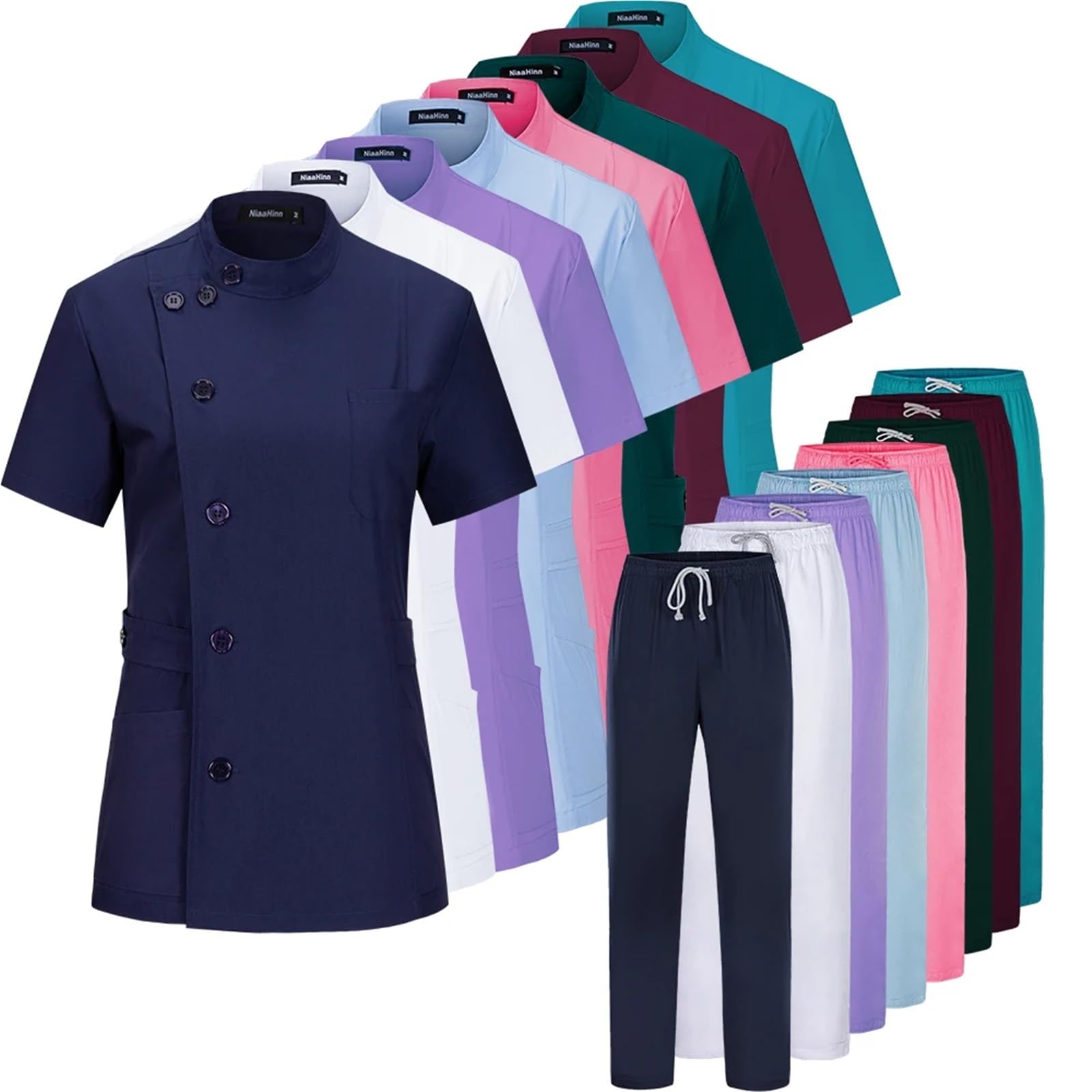 Uniforme Sanitario Unisex Uniformes médicos Profesionales for Hombres y Mujeres, Conjuntos de Uniformes, Enfermeras, Accesorios for Salones Belleza(Light Blue,M)