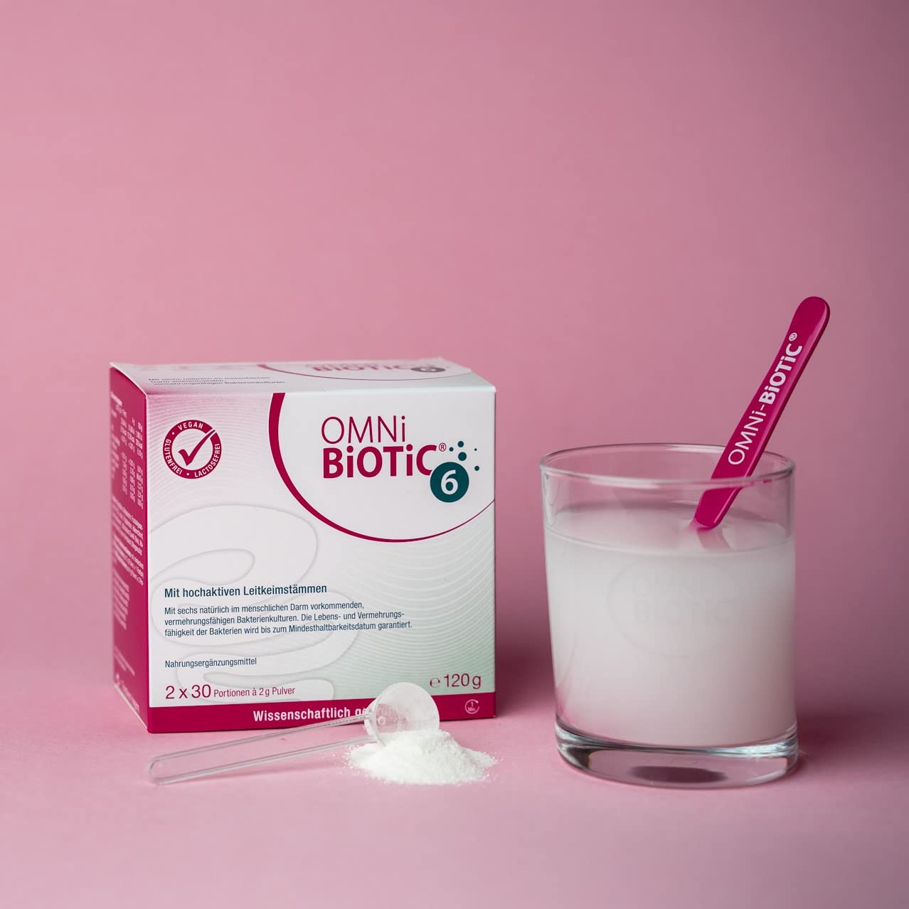OMNi BiOTiC 6 | Der tägliche Begleiter für ein gutes "Bauchgefühl" | Für jeden Tag und jedes Alter geeignet | 60 Portionen (120 g) | 6 Bakterienstämme | Pulver | Mit Inulin | Vegan | Glutenfrei