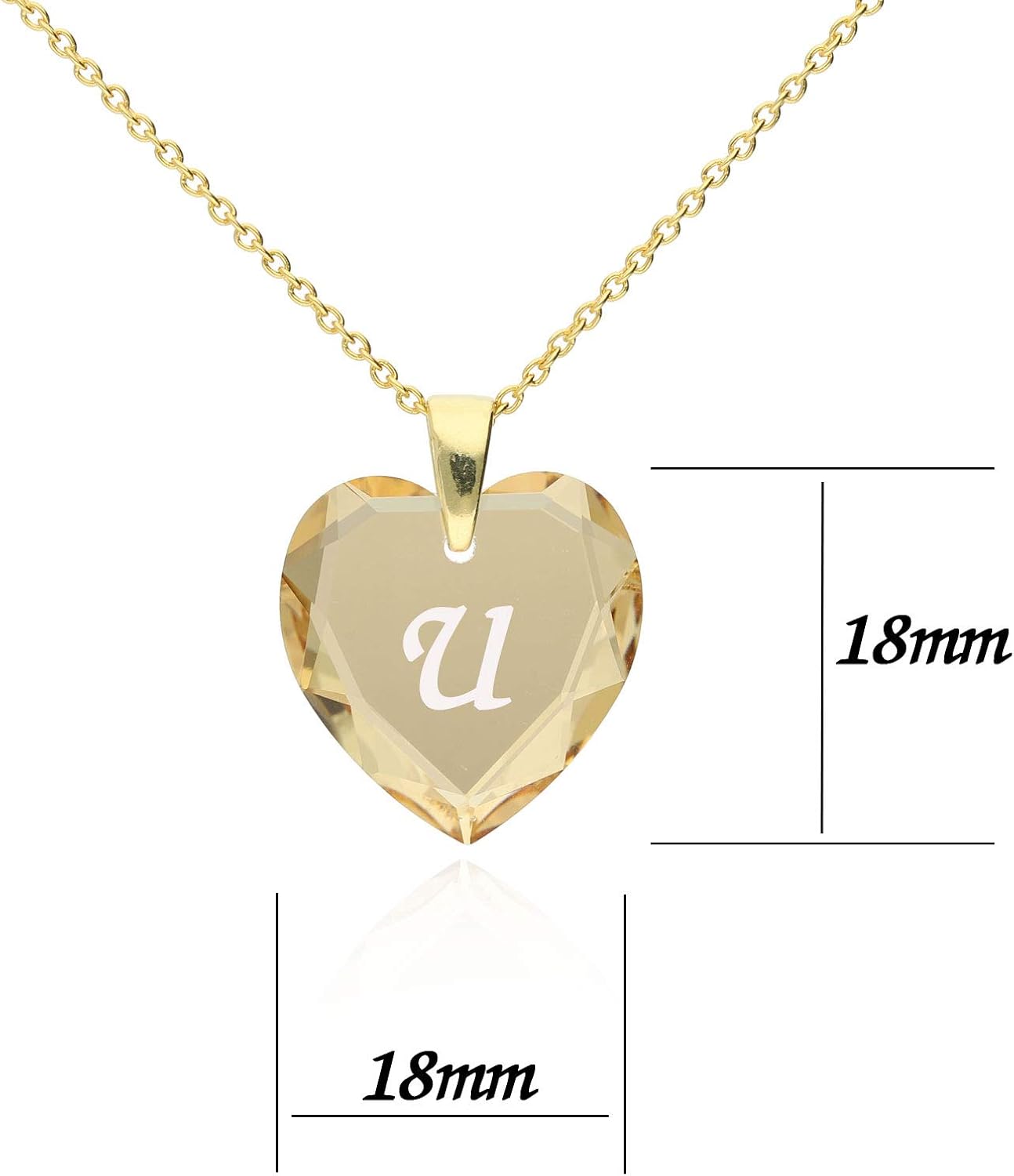 Heart Name Necklace 925 Silver Gold-Plated with personalised Swarovski Elements Pendant Letters Engraving A - Image 3
