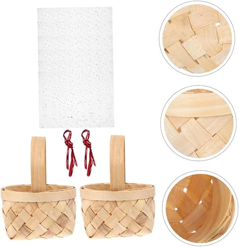 Miniatura 5 de SHERCHPRY Mini cestas tejidas de mimbre para caramelos con asa, bandeja para servir bocadillos, mesa de boda, mesa para recuerdo de fiesta, postre,