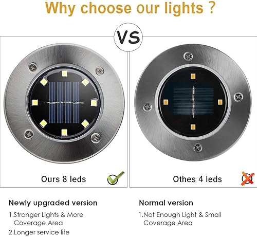Miniatura 3 de ZGWJ Luces solares de suelo, paquete de 4 luces solares impermeables para jardín, jardín al aire libre, iluminación brillante en el suelo,