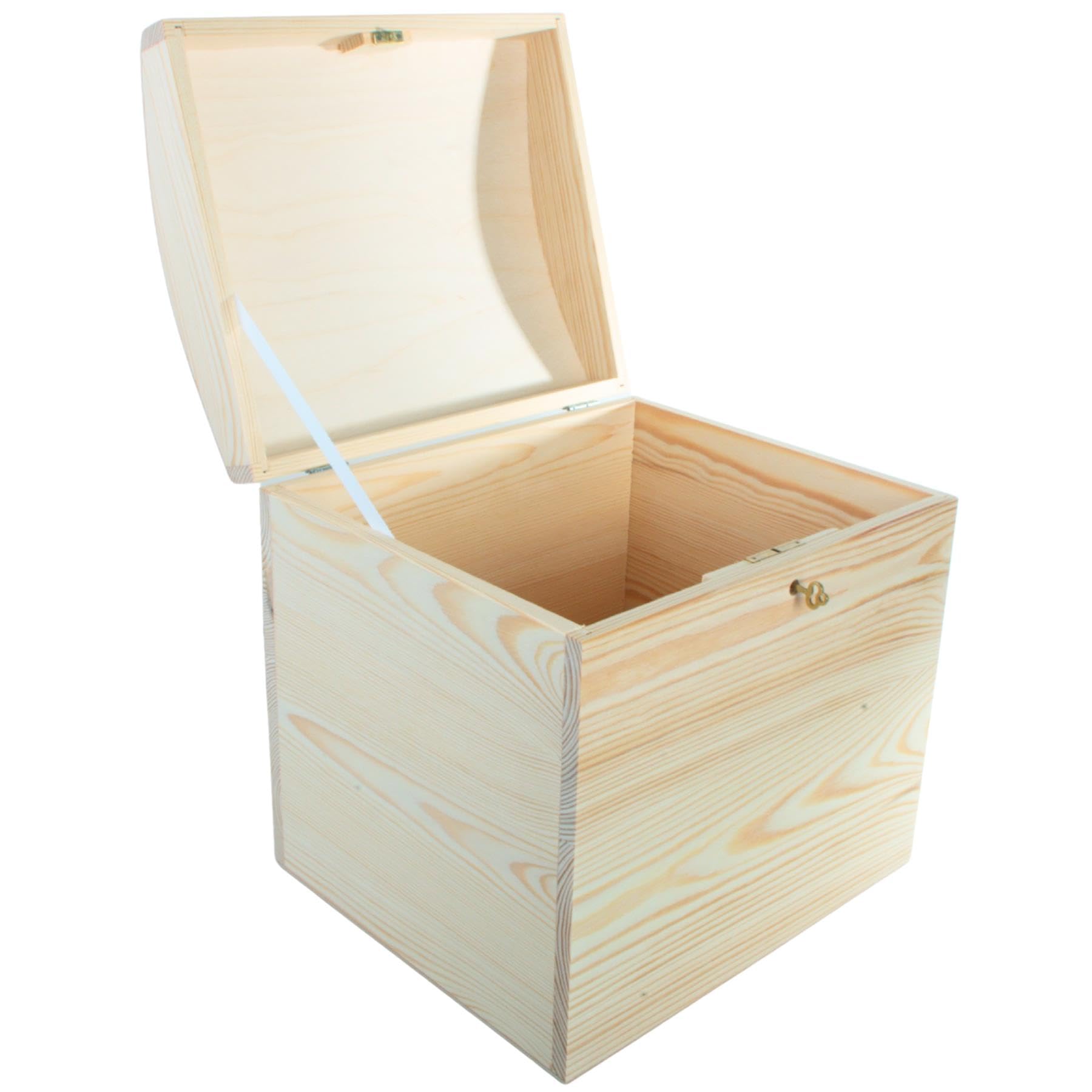 Woodeedoo Natural Lockable Wooden Treasure Chest Memory Keepsake Storage Box | 29 X 25 X 30 Cm | Rounded Lid | Unpainted & Unfinished Wood
