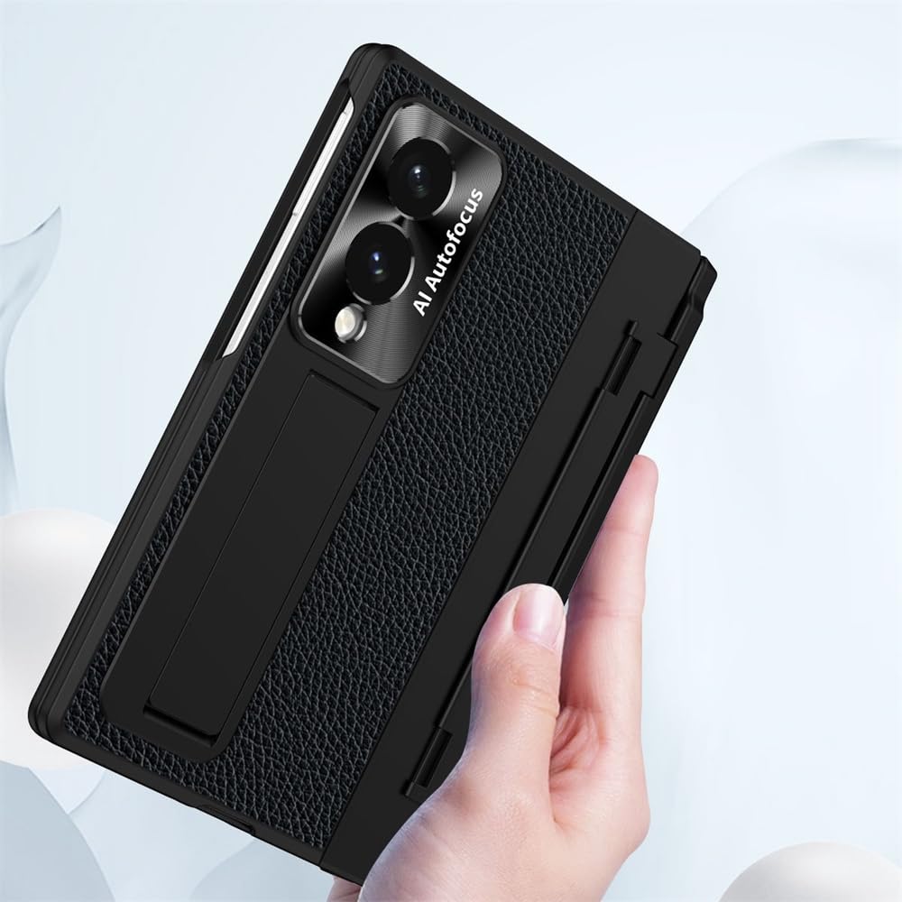 Custodia in pelle con cavalletto compatibile con Samsung Galaxy Z Fold 8 (blu1)