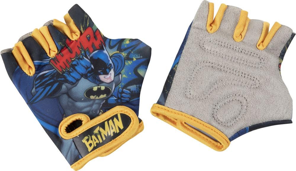 Para rękawiczek rowerowych dla niemowląt Batman superbohater żółty czarny nietoperz DC Comics bez palców