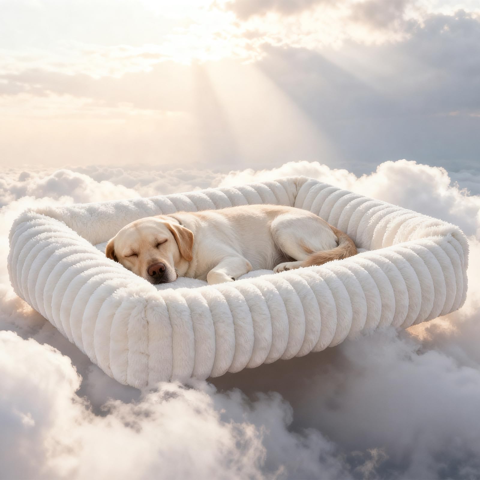 Dog Beds Large Sized Dog, Washable Self Warming Dog Cat Bed Rectangle Orthopedic Large Pet Sofa, Super Soft Plush Rabbit Fur Pet Couch Cute Cat Bed with Removable Zipper Cover & Anti-Slip Bottom