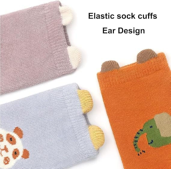 Image of Afrodite Baby Non-Slip Grip Socks for Toddlers - Soft Cotton Anti-Skid Socks with Cute Animal Patterns - Comfortable Indoor Slipper Socks for Boys & Girls 0-3 Years