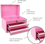 Apollo 2-Drawer Poitrine en acier résistant pour une organisation maximale avec ouverture à billes et finition enduite de poudre en rose DT5010P