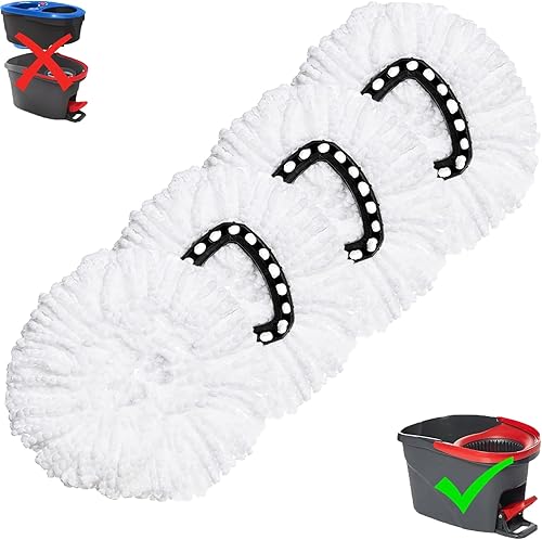 4 Pack Spin Mop Replacement Heads Compatible with O Cedar, Microfiber Spin Mop Refills, Easy Cleaning Floor Mop Head Replacement