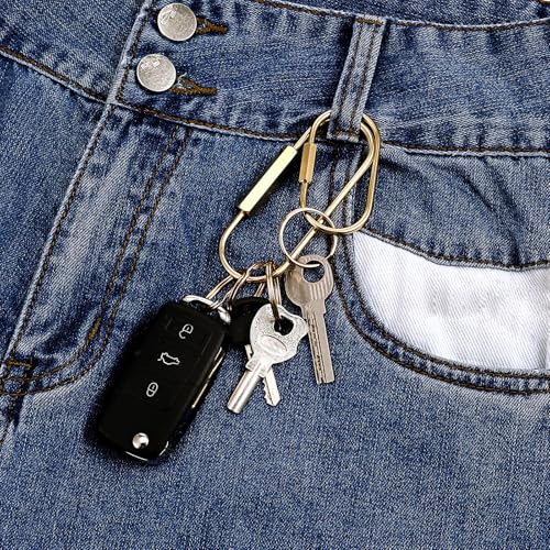 Image of Tucnoeu 3pcs Brass Screw Lock Keychains,with 6 Brass Key Ring,Ellipse Shape Universal Key Fob Holder for Handbags Man Women