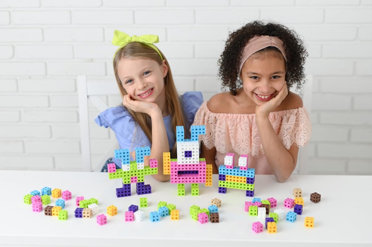 Meli Minis Cube Pink – 200 Bausteine (2x2 cm) in Pastellfarben – Kreatives Konstruktionsspielzeug für Kinder ab 3 Jahren – Fördert motorische Fähigkeiten und Fantasie
