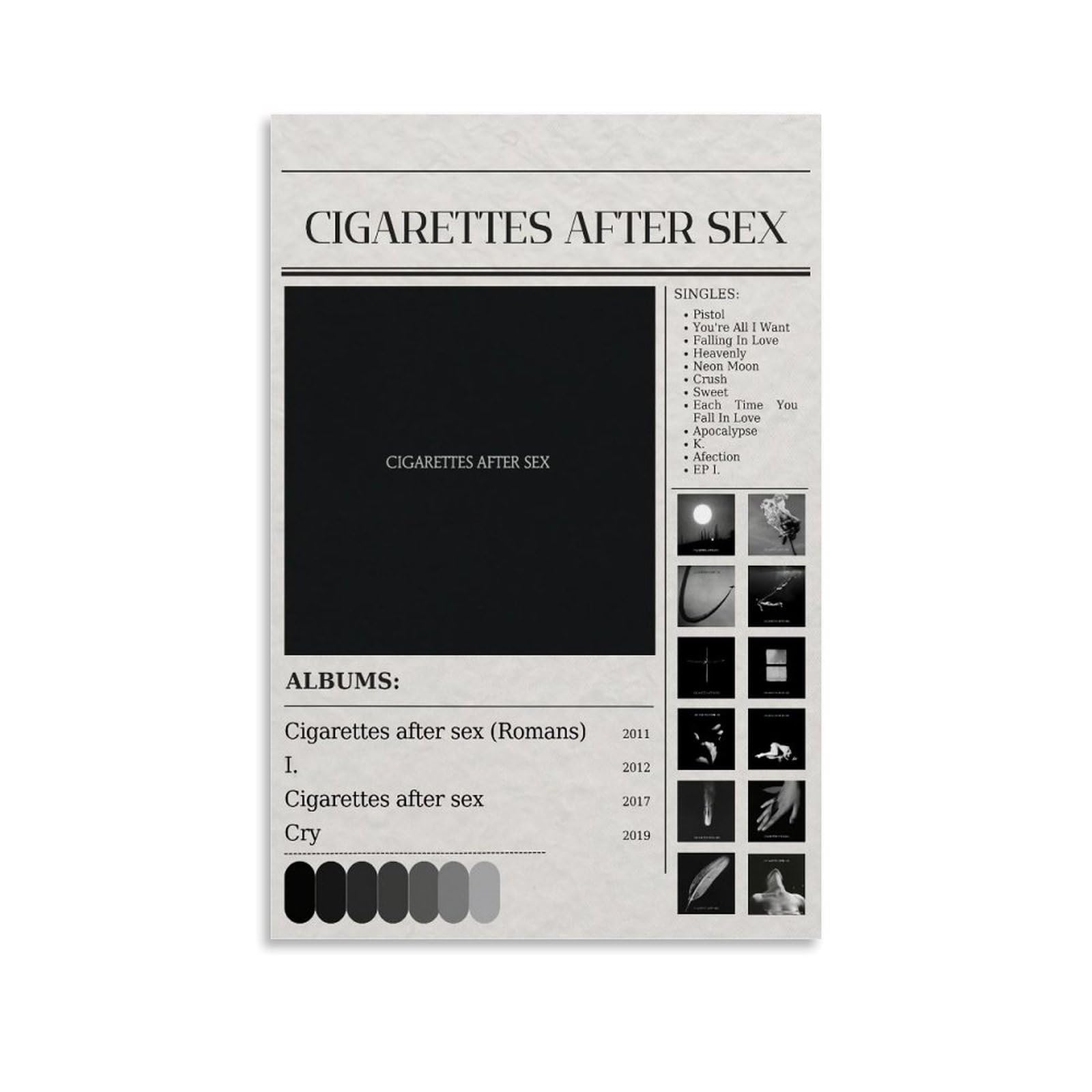 WHBAQ Cigarettes Poster After Sex Album Poster Canva Colourfast Wall Art Decorative Painting for Living Room Bedroom Home Decor 12x18inch(30x45cm) Unframe-style