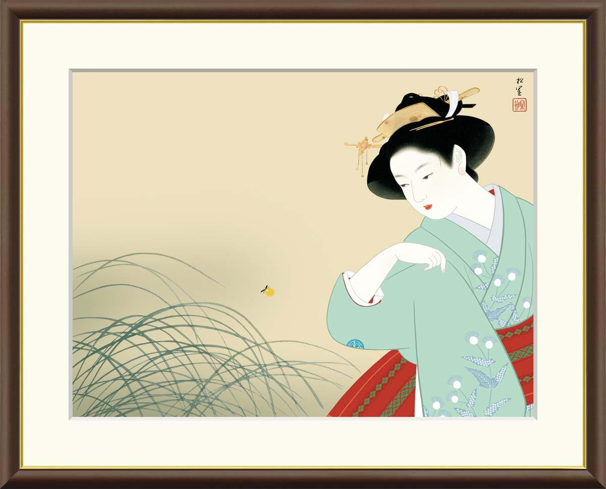 Amazon.co.jp: 新螢 上村松園 42×34㎝ F4 J2-028 額入り アート 絵画