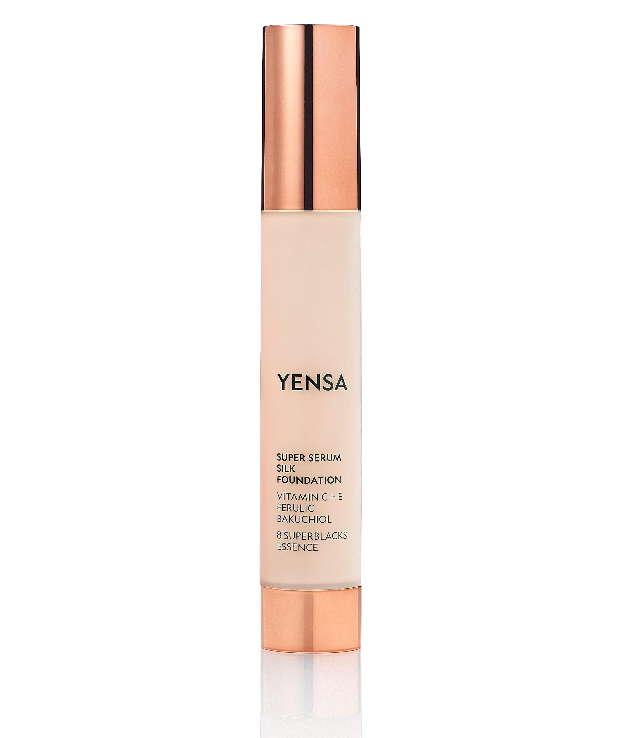 YENSA Serum Foundation Makeup - Super Silk Full Coverage Foundation Enriched with Peptides, Vitamin C & Ferulic Acid to Help Reduce Fine Lines,