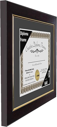 Miniatura 7 de Creative Picture Frames Marco de diploma de caoba de 12 x 16 pulgadas con borde dorado, incluye vidrio negro y ganchos de pared instalados, marco