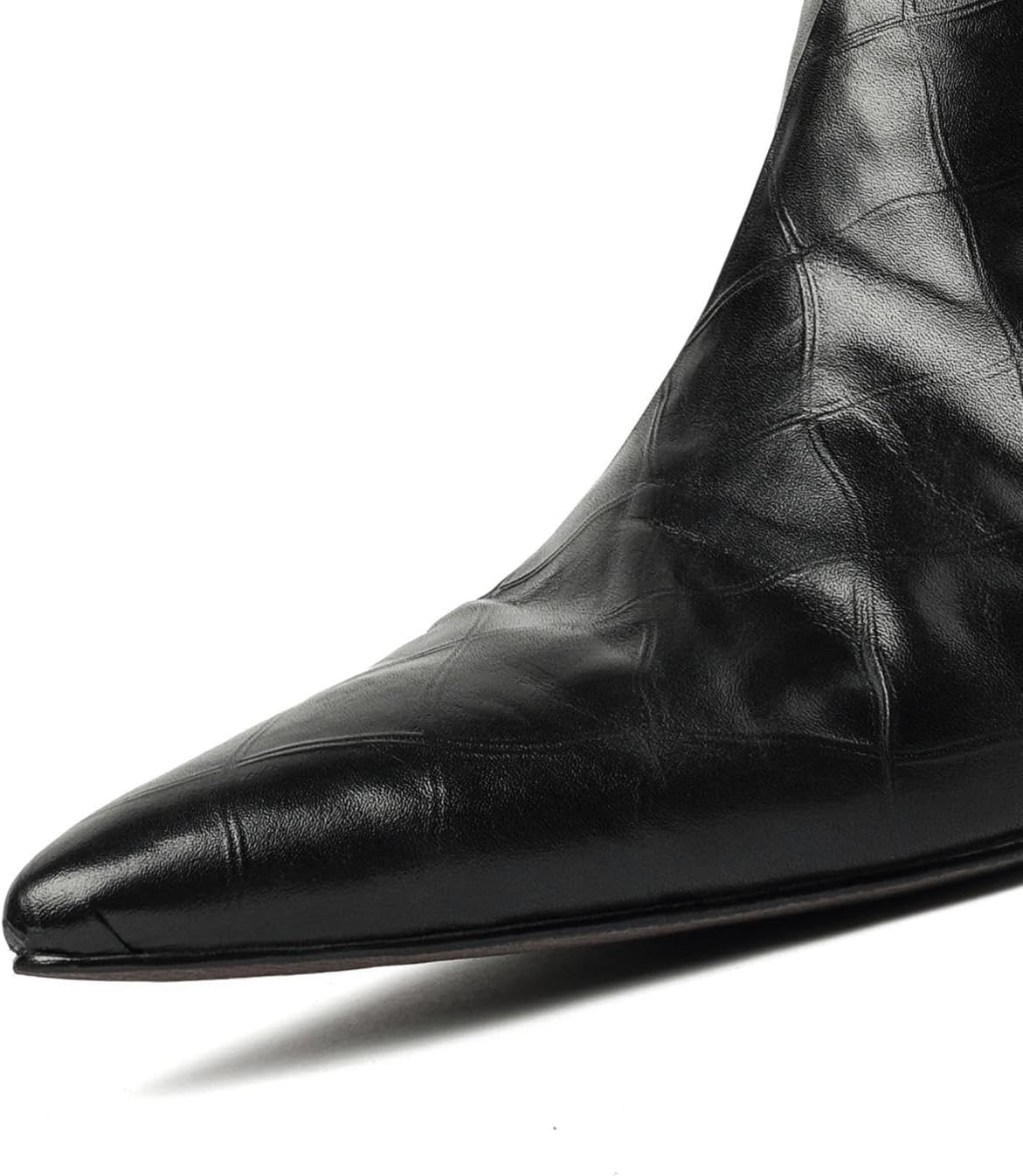 TinaCus Handmade Genuine Leather V-cut Pointed Toe Sexy Kitten Heel Ankle Boots Back Zip Booties for Women