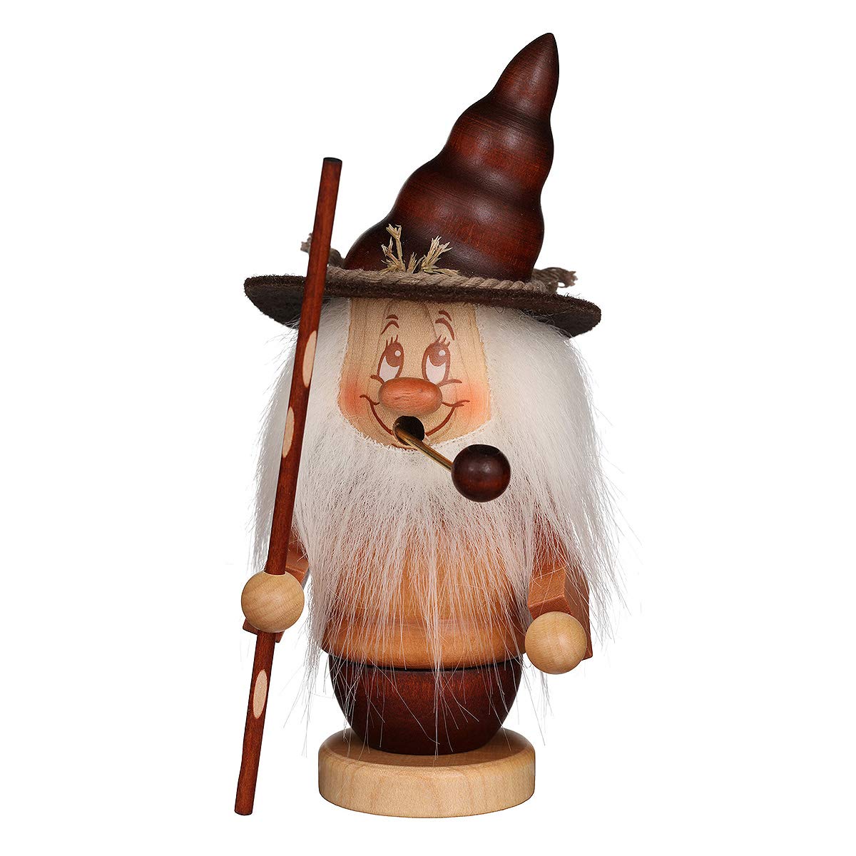 Christian Ulbricht German Incense Smoker Mini-Gnome with stick - 16,5cm / 6,5 inch - Authentic German Erzgebirge Smokers