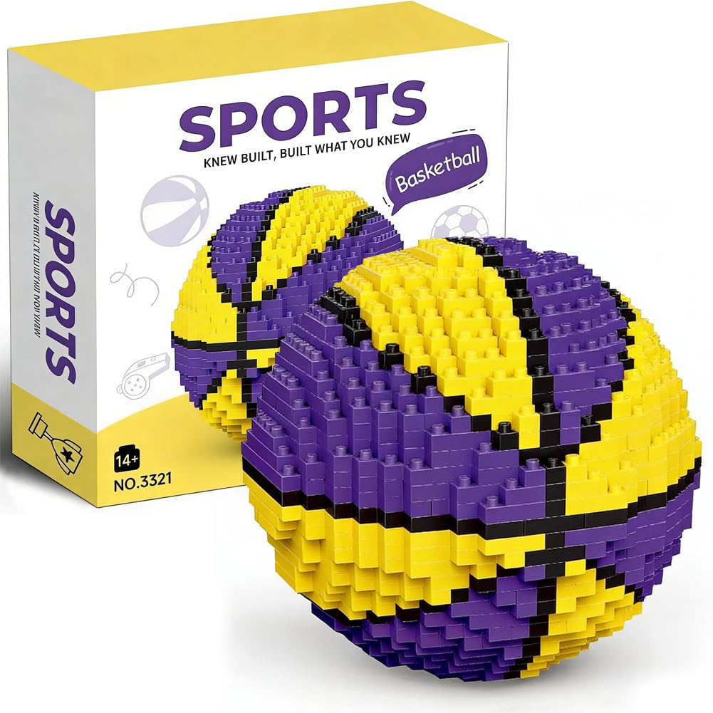 KAOVCXR Basketball Building Block Set,STEM Educational Toy,Block Decorations,Football Gifts for Boys, Miniature 3D Football Toy Model
