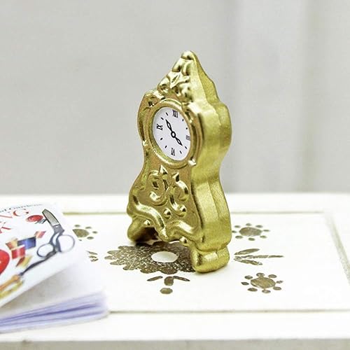 Miniatura 4 de Retro aleación simulada reloj miniatura modelo juguete 16 112 DIY casa de muñecas de oro