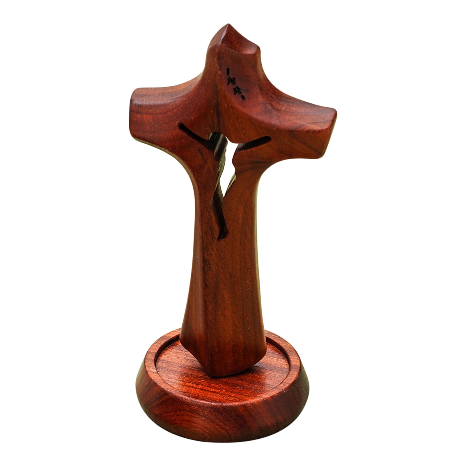 Crucifijo de madera de pie para mesa de salón y mesita de noche en el dormitorio