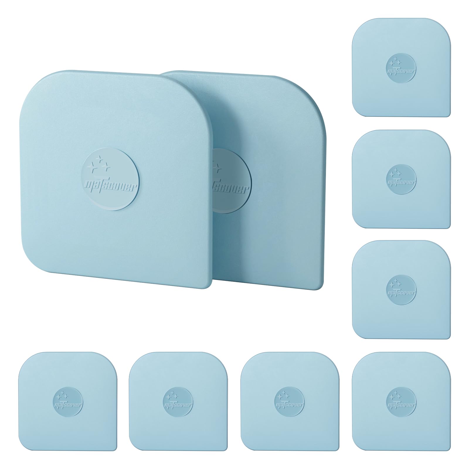 Pan Scraper, 10 Pcs Plastic, Non Scratch for Cast Iron, Pot and Pan Cleaning, Sturdy Scraper Kitchen Tool-Aqua