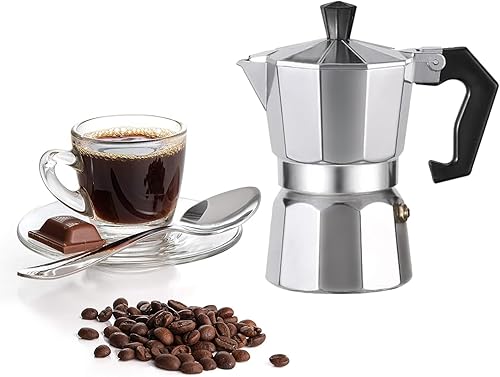 Moka Pot - Cafetera y cafetera para estufa, cafetera italiana, cafetera Greca, cafeteras, plata (1 taza)