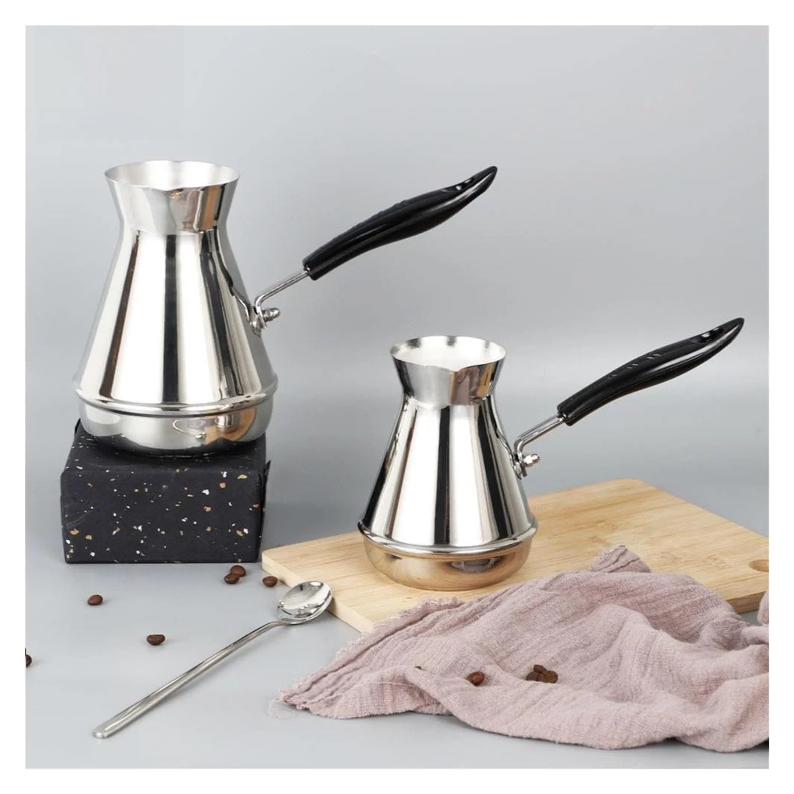 Generico Strumenti for la produzione di montalatte for caffettiera in acciaio inossidabile con manico lungo(650ml)