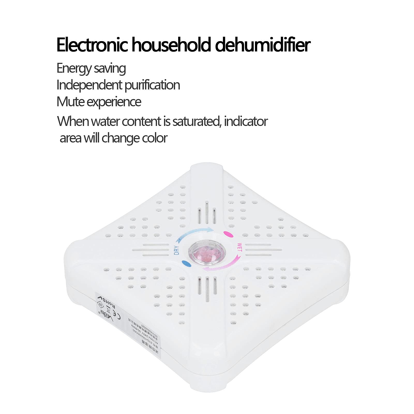 Deumidificatore Mini Compatto Assorbitore di umidità a Basso Rumore e Risparmio Energetico per Armadi, Armadi, Borse da Palestra, Bianco, 1 unità