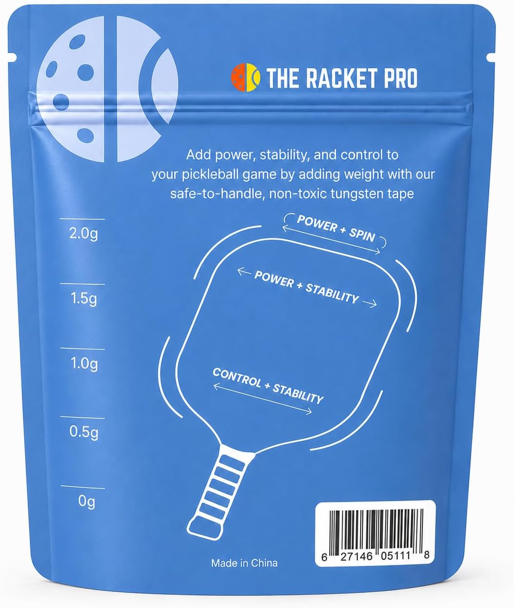 Paddle Tuning Tape for Pickleball Paddles, Ultra-Thin Weighted Tape for Power and Stability | 2X More Tape Than Strips | 1/2 g per inch | Non Toxic Alternative to Lead Tape