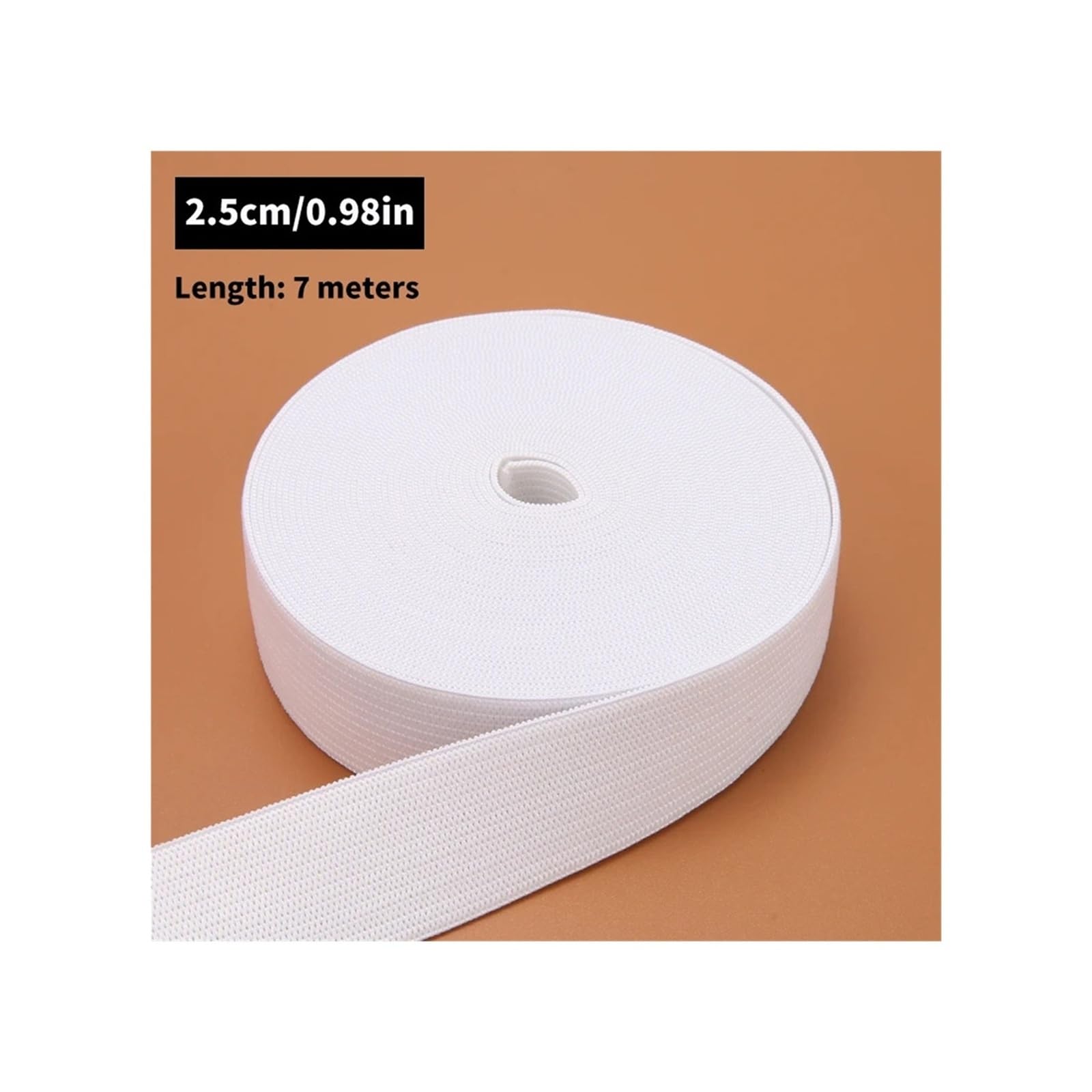 Flaches elastisches Band, schwarzes weißes Gummiband for Nähen von Kleidung, Hosen, Zubehör, Stretchgürtel, Kleidungsstück, Nähen, Stoff, 10–50 mm(White25mm 7meters)
