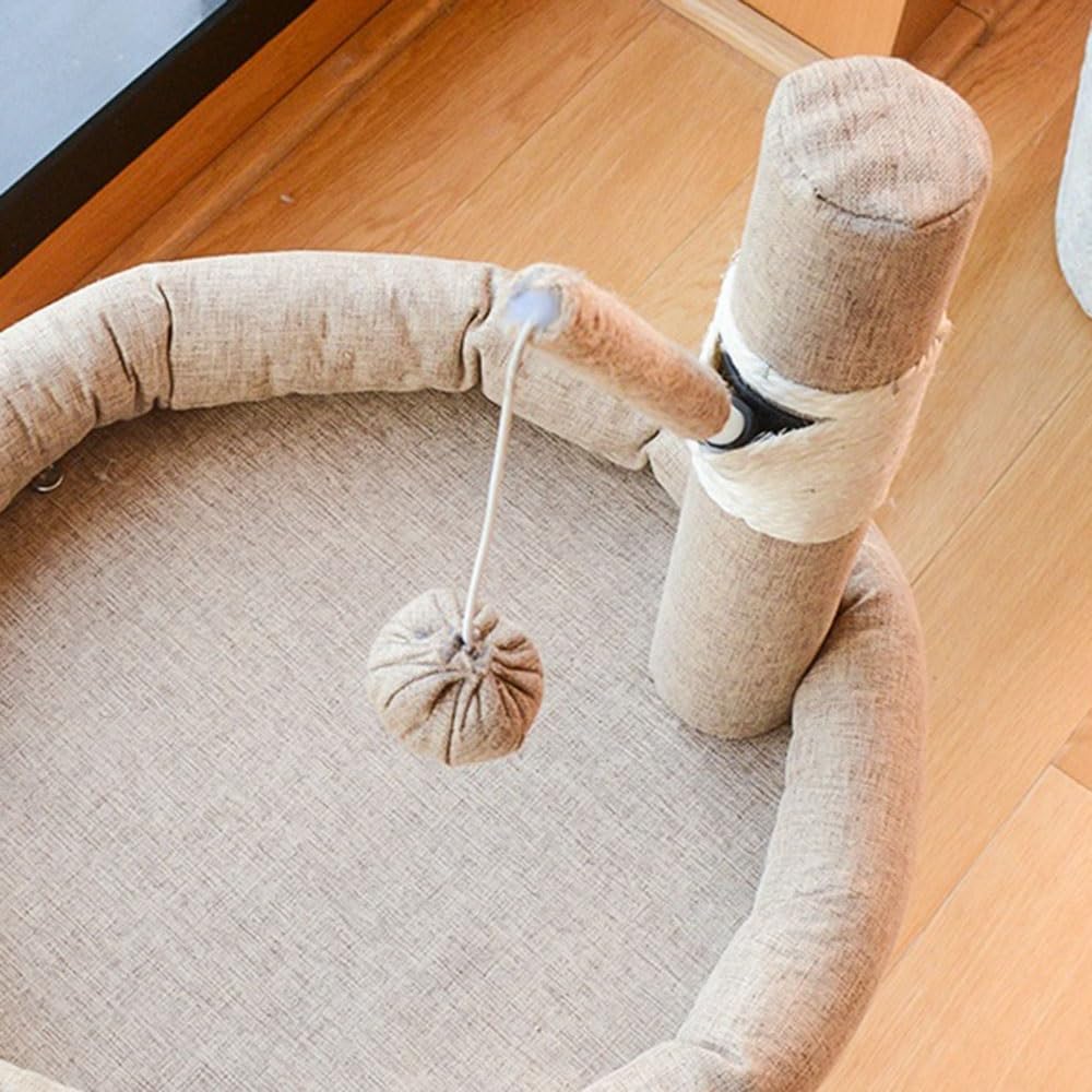 Kratzbaum - Katzenbaum mit Katzenbett, Sisalball – geformter Kratzbaum und hängendes Spielzeug Katzenhaus