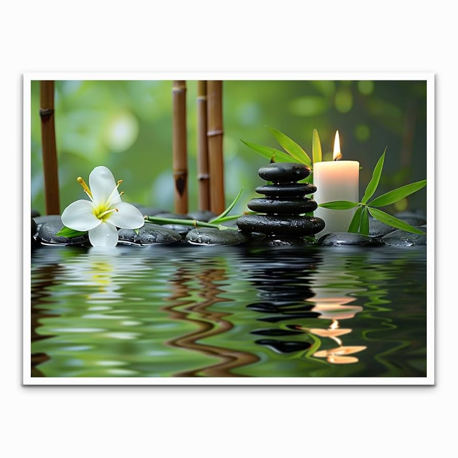 Amazon.com: Zen Bathroom Decor Green Room Decor Stone Bamboo