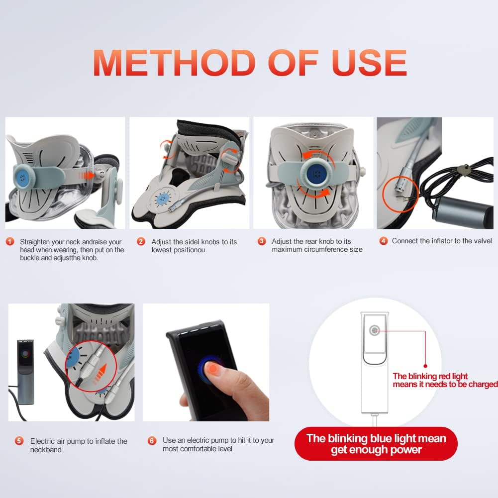 Cervical Neck Traction Device,Electric Air Pump Cervical Pain Relief Device,Stretcher by 8 Built-in Airbag Support